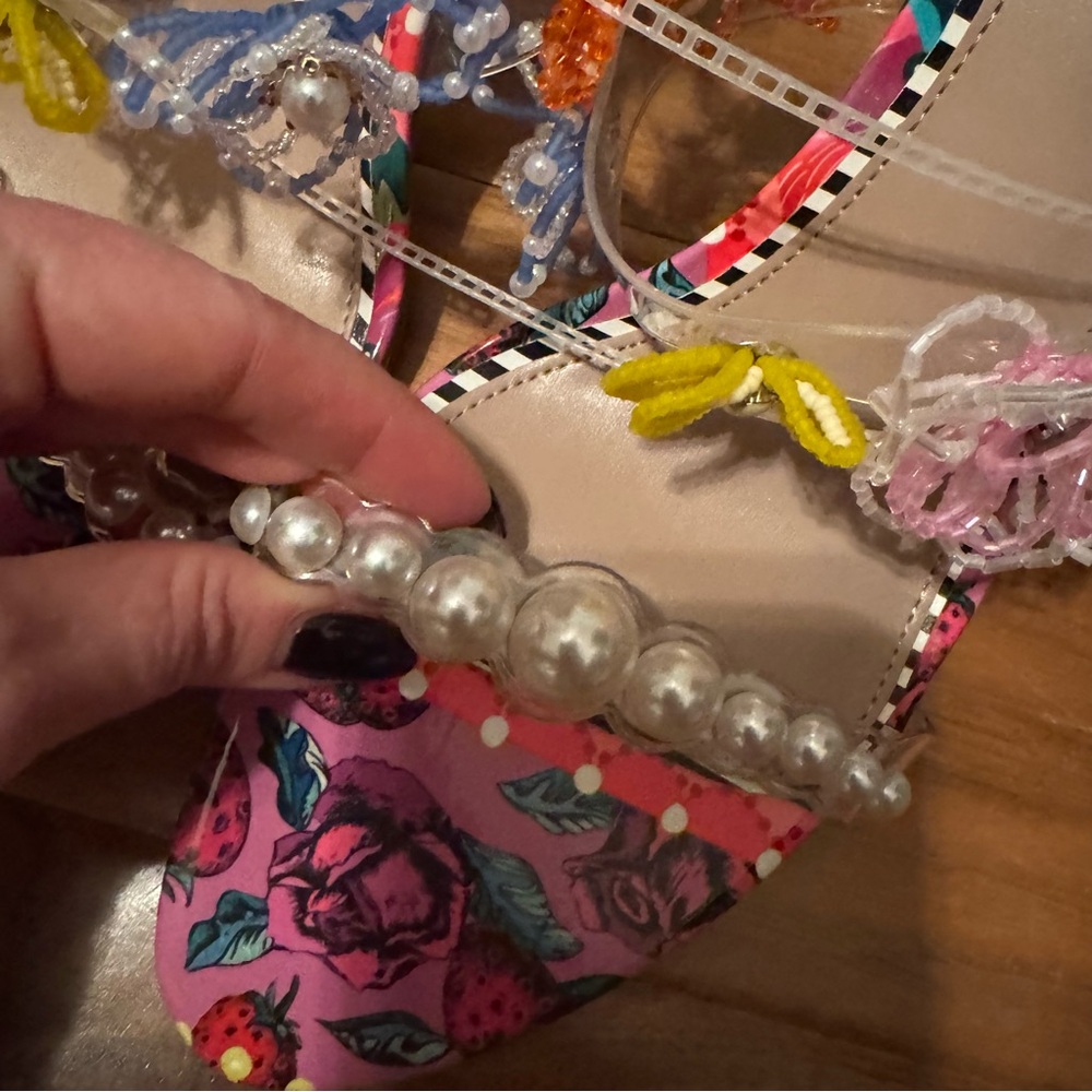 NWT BETSEY JOHNSON Goldiee Embellished Heeled Sandals Sz 11 (no original box) - Picture 10 of 14